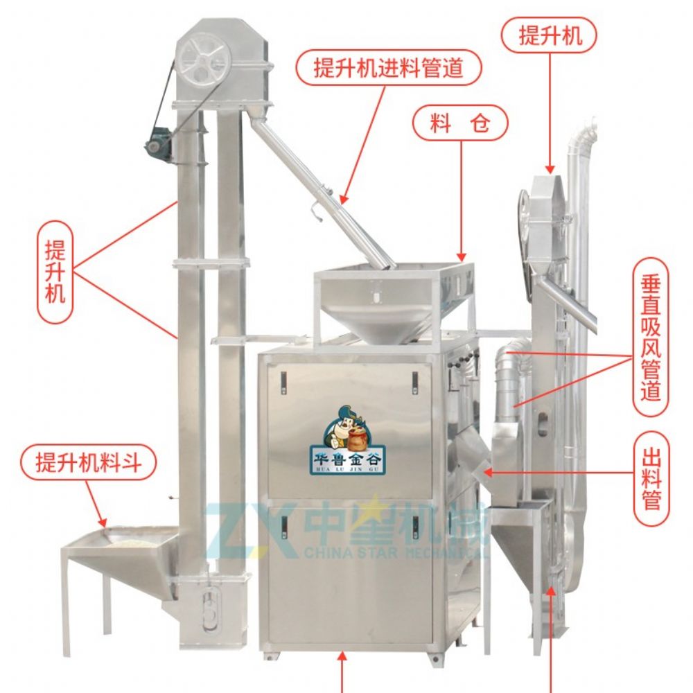 不銹鋼時產(chǎn)兩噸以上大豆脫皮機(jī)組